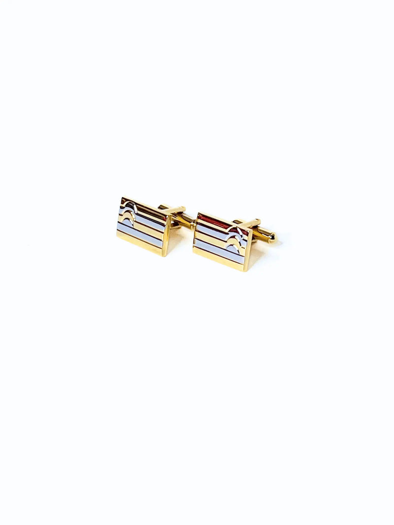 { Manschettknappar Guld med Silver ränder { shop_name }} Default Title Pryloasen