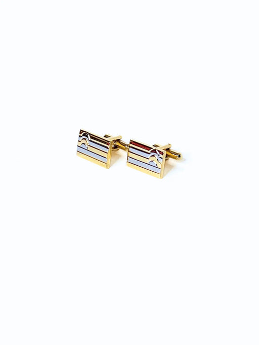 { Manschettknappar Guld med Silver ränder { shop_name }} Default Title Pryloasen