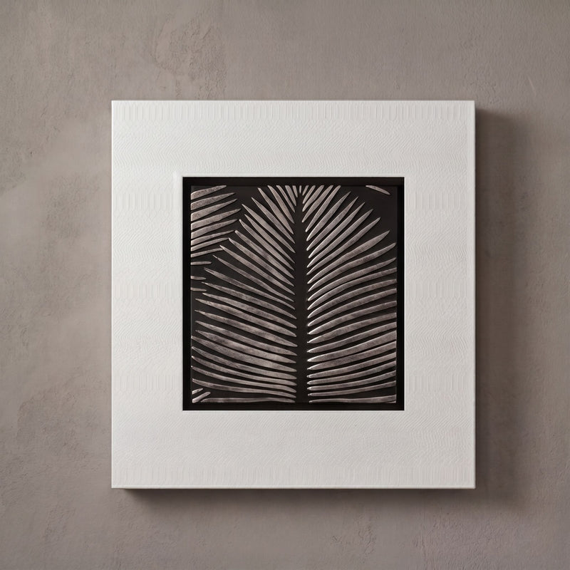 Lädertavla Palmblad - Handgjord 3D-Konst, 72x72cm