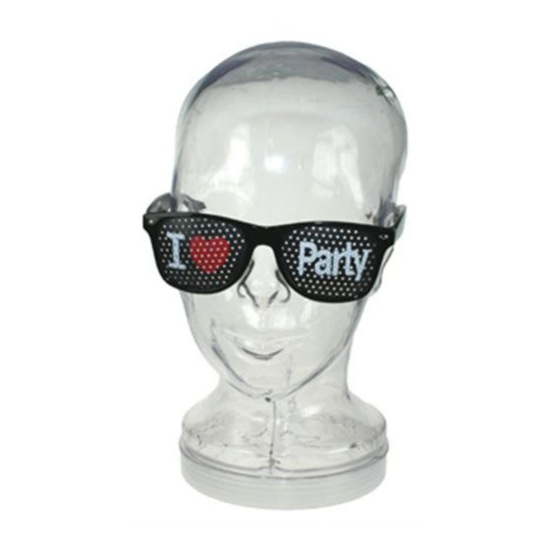 Glasögon "I ❤️ party" - röd & svart