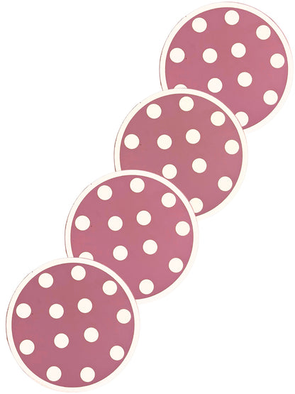 Glasunderlägg Runda 4-pack lila/rosa med vita prickar