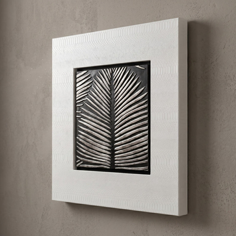 Lädertavla Palmblad - Handgjord 3D-Konst, 72x72cm