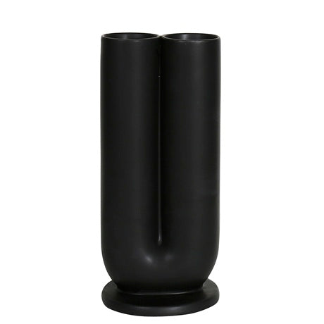 Skulptural Vas Med Två Rör – Svart