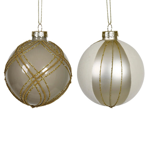 Julkulor Exklusiva, Beige och Vit, Rutmönster och Ränder - Pryloasen