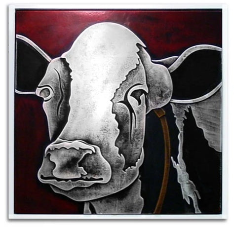 Lädertavla - röd ko