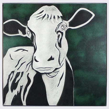 Lädertavla Grön ko