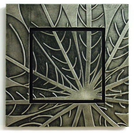 Lädertavla Löv silver