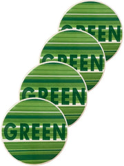 { Glasunderlägg Runda 4-pack GREEN/BLUE { shop_name }} GREEN Pryloasen
