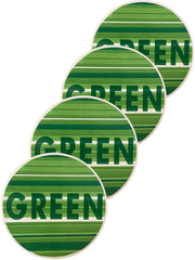 { Glasunderlägg Runda 4-pack GREEN/BLUE { shop_name }} GREEN Pryloasen