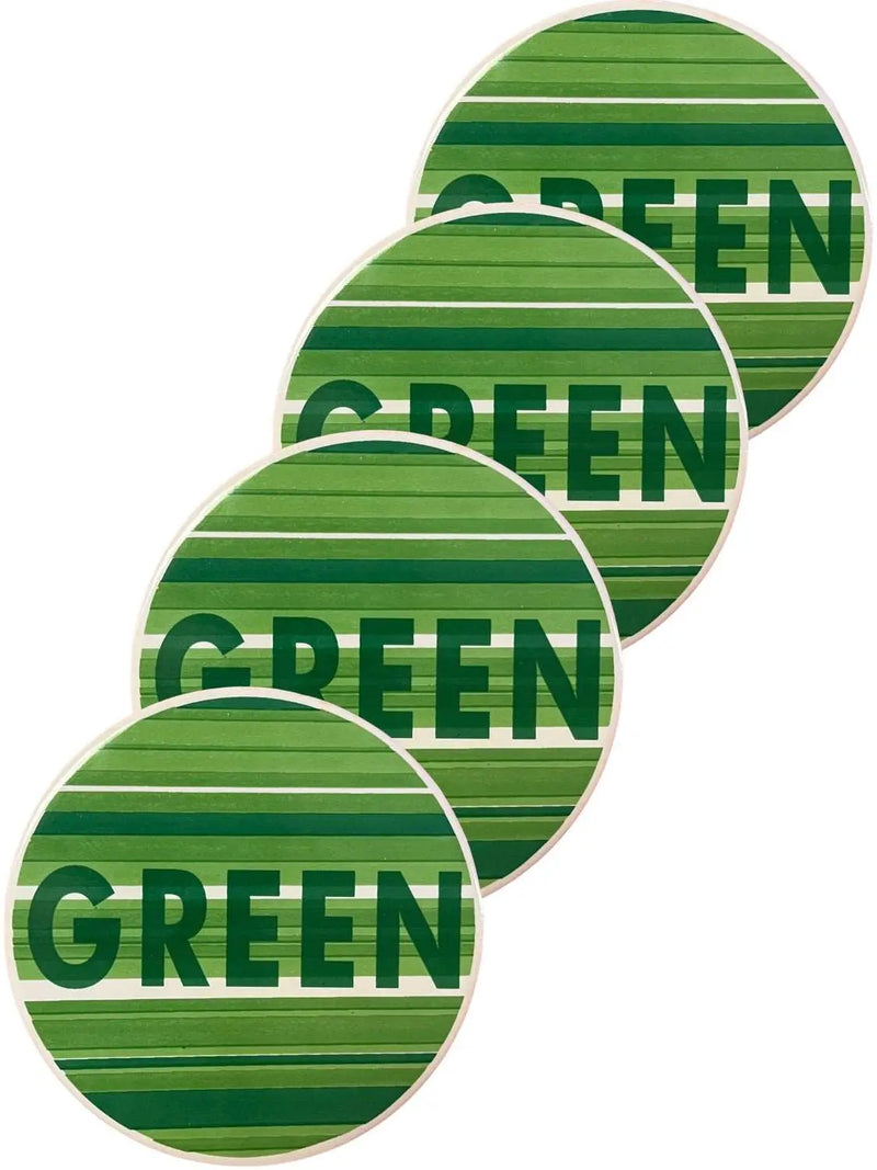 { Glasunderlägg Runda 4-pack GREEN/BLUE { shop_name }} GREEN Pryloasen