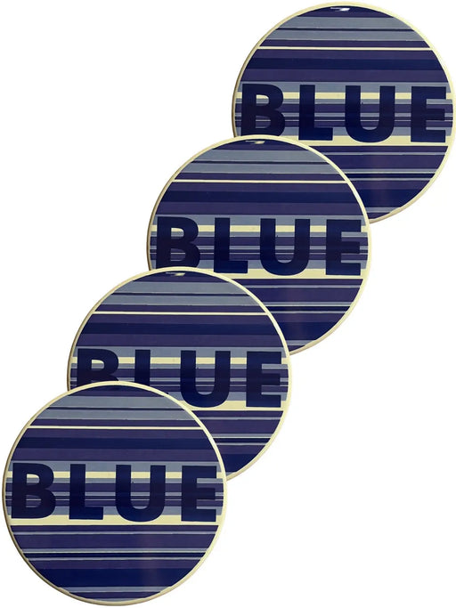 { Glasunderlägg Runda 4-pack GREEN/BLUE { shop_name }} BLUE Pryloasen