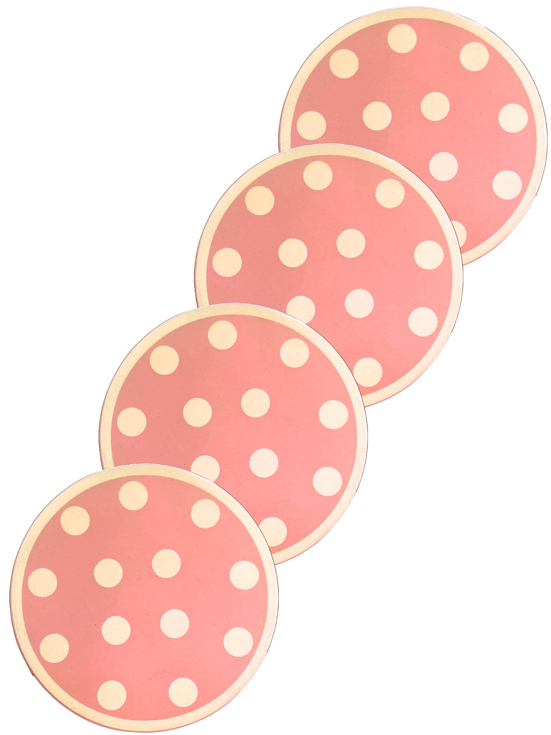 Glasunderlägg Runda 4-pack lila/rosa med vita prickar