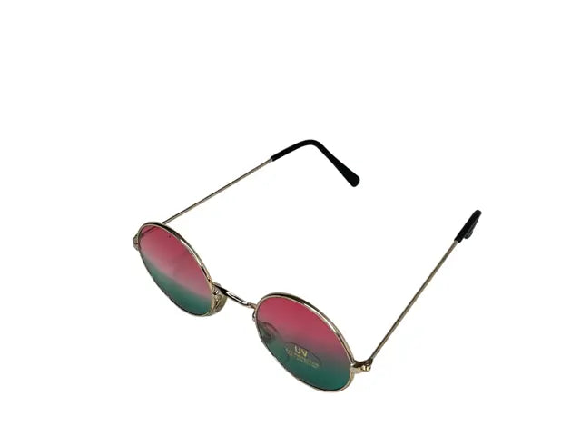 { Runda Solglasögon Guld färgade, Rosa och Turkos lins { shop_name }} Default Title Pryloasen