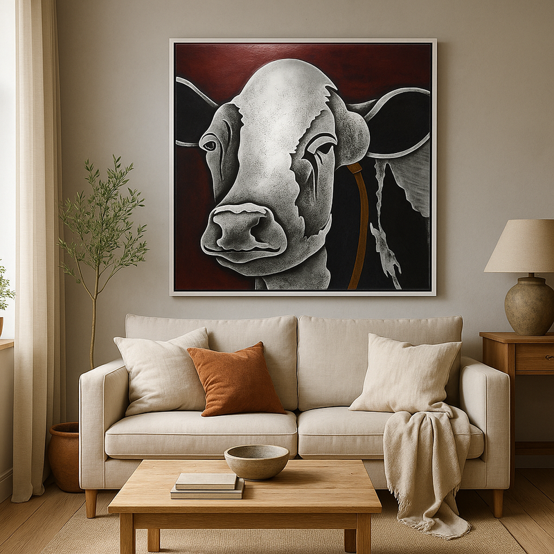 Lädertavla - röd ko