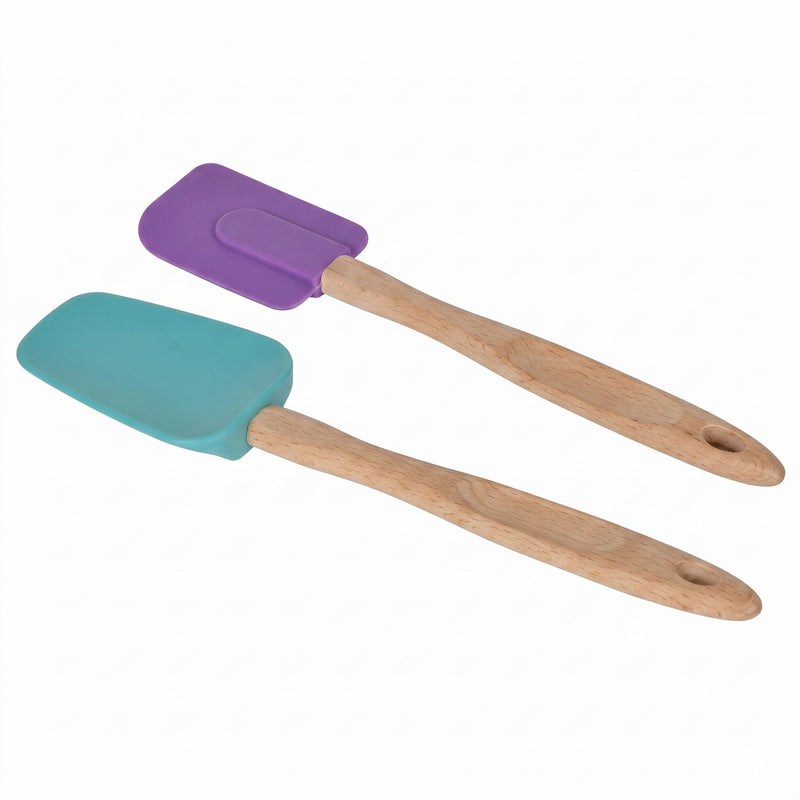 Slickepottar 2-pack - Trä & Silikon, Turkos & Lila