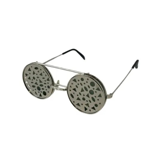{ Runda Solglasögon Silver färgade med Svart lins och metallgaller { shop_name }} Default Title Pryloasen