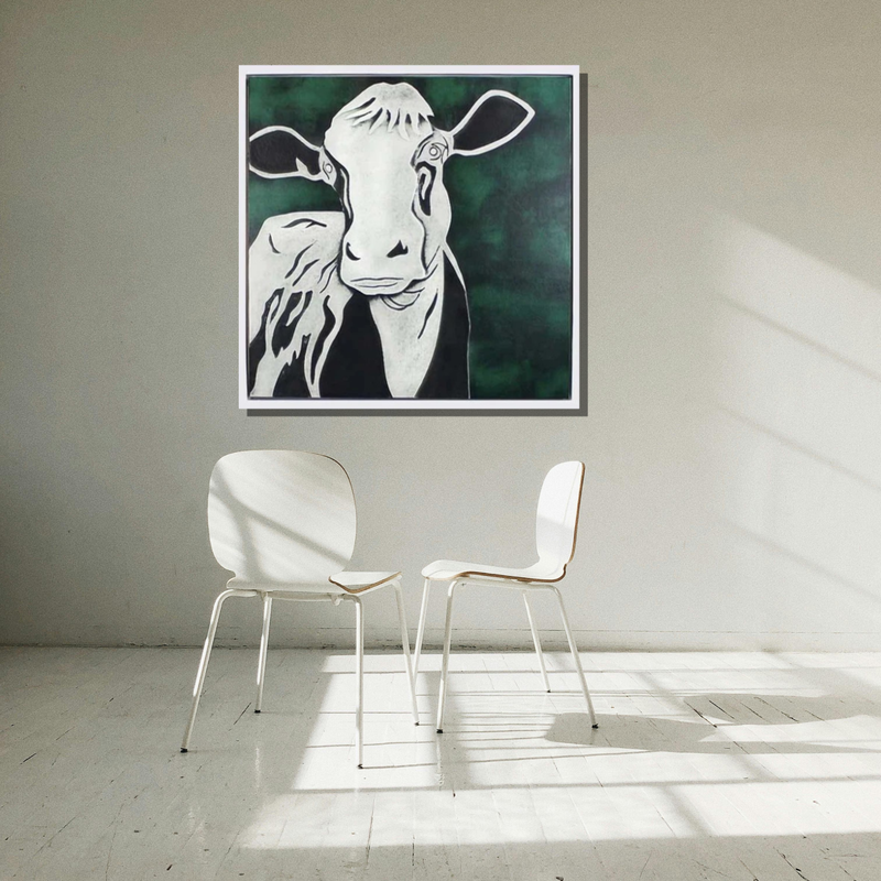 Lädertavla Grön ko