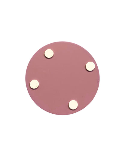 Glasunderlägg Runda 4-pack lila/rosa med vita prickar