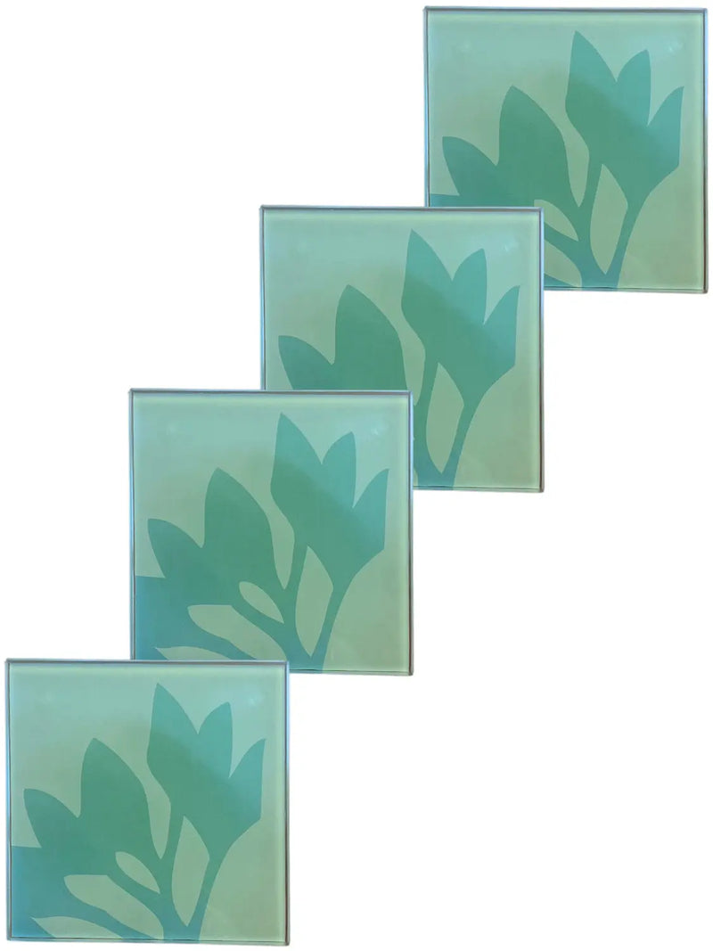 { Glasunderlägg fyrkantig 4-pack, 2 motiv { shop_name }} Blommor Pryloasen