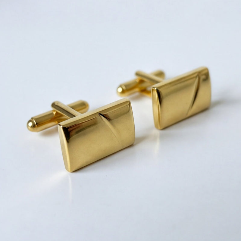 Manschettknappar Guld - Klassisk Guldfärgad Med Veck