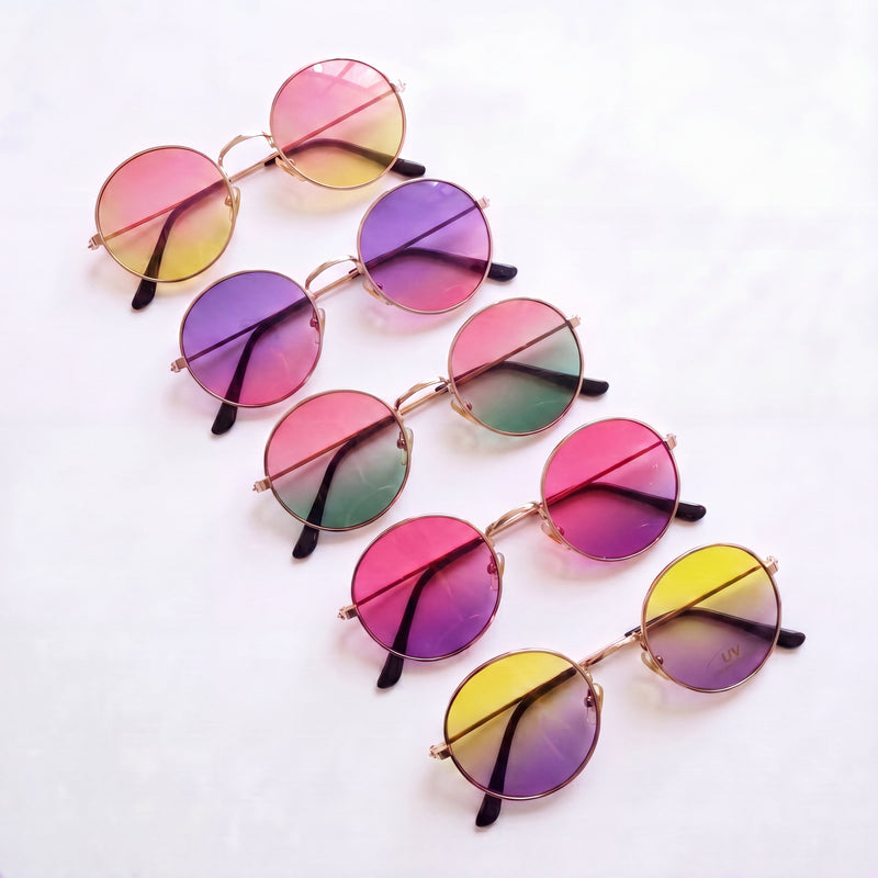 Solglasögon Runda Guldfärgade - Flerfärgade Linser