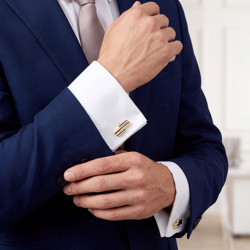 Manschettknappar - guldfärgade med silverdetalj